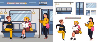 El çizimi Metro setindeki insanlar