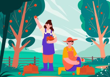 Elle çizilmiş düz meyve hasadı bileşimi