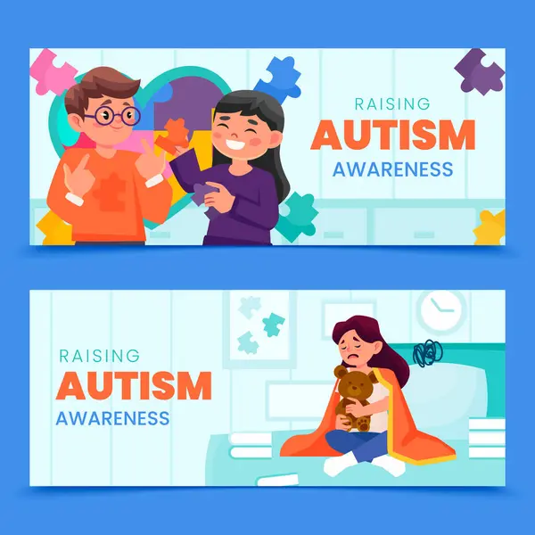 Banner Mit Autismus Flachem Design Stockbild