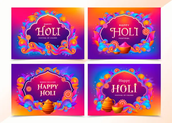 Holi Festival Karten Gradientenstil Stockbild