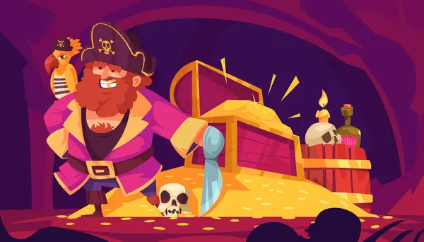 Piraten Abenteuer Illustration Flachem Design lizenzfreie Stockbilder