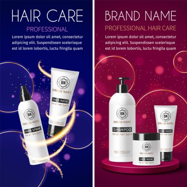 Gerçekçi saç bakım afişleri