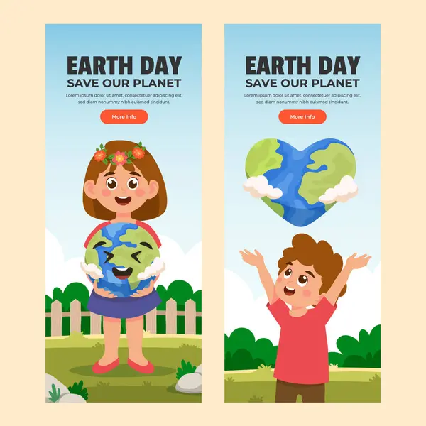 Earth day hand drawn banner set