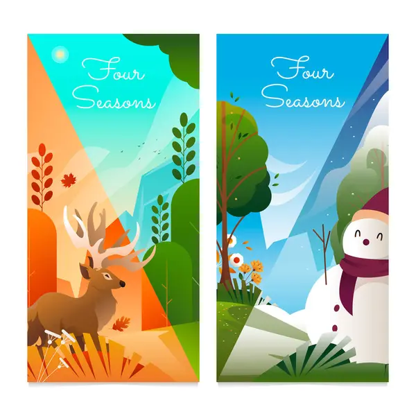 Four Seasons Banners Gradient Style lizenzfreie Stockfotos
