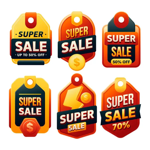 Super Sale Gradient Etiketten Set lizenzfreie Stockfotos