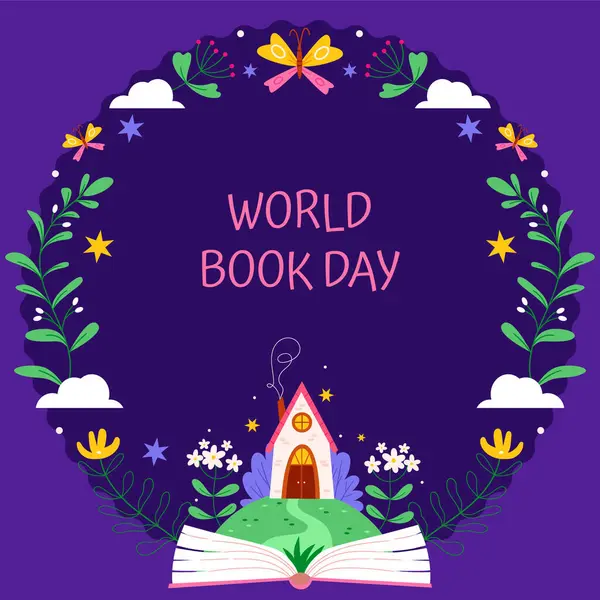 World Book Day Frame Flat Design — Stock Photo, Image
