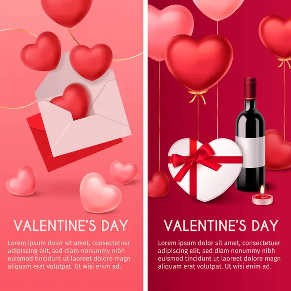 Realistische Vertikale Banner Vorlage Zum Valentinstag lizenzfreie Stockfotos