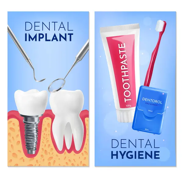 Realistisches Isometrisches Banner Zur Zahnpflege lizenzfreie Stockbilder