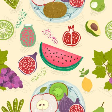 Meyveli karikatür çizimi.