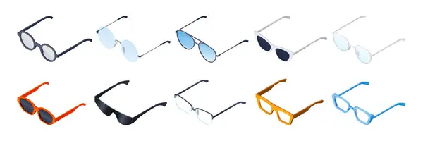 Isometrische Sonnenbrille Originalelemente Set Kollektion — Stockfoto