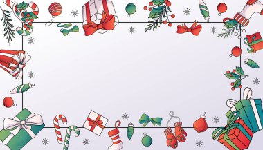 Düz çizgi film Noel çerçeve şablonu