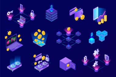 Isometric kripto para birimi ögeleri ayarlandı