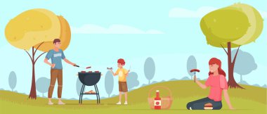 Düz tasarımda piknik kompozisyonu