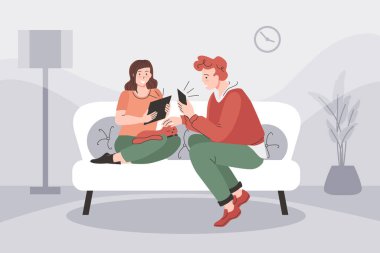 Teknoloji illüstrasyonunu kullanarak el çizimi insanlar