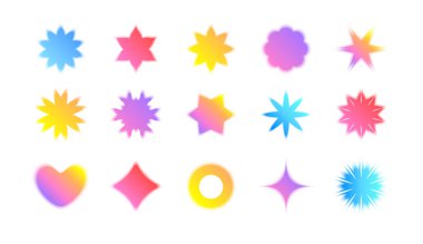 Renkli figürlü bulanık gradyan gerçekçi şekiller koleksiyonu