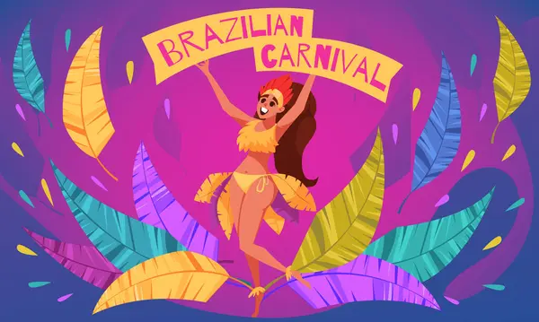 Hand drawn flat cartoon brazilian carnival background with a dan