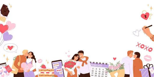Valentines Day Cartoon Background — Stock Photo, Image