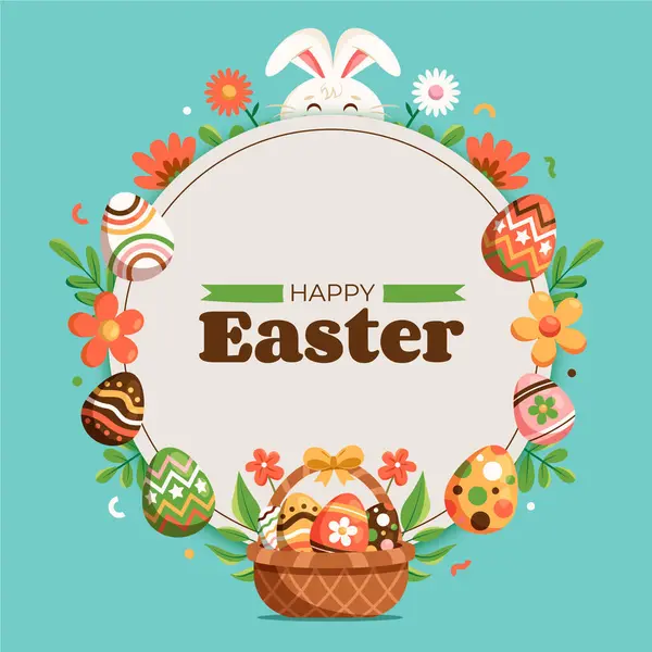 Easter Frame Flat Style — Stock Photo, Image