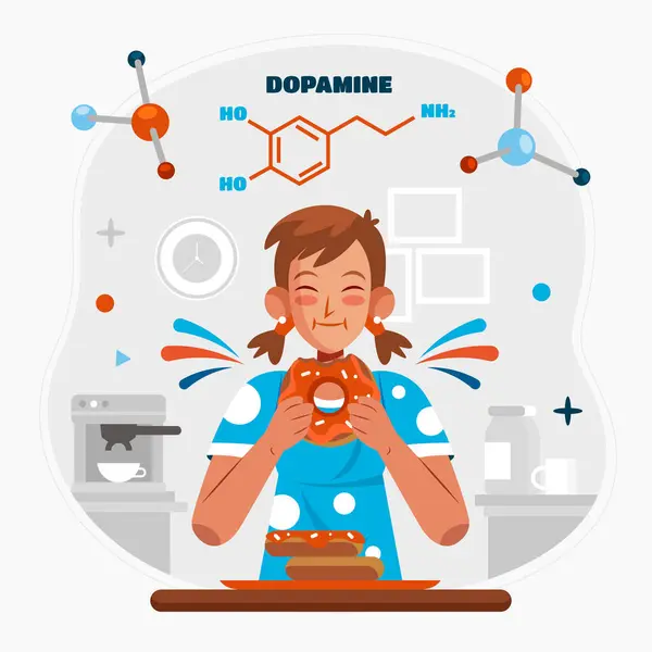 Hormones Molecules Flat Cartoon Composition — Stock Photo, Image