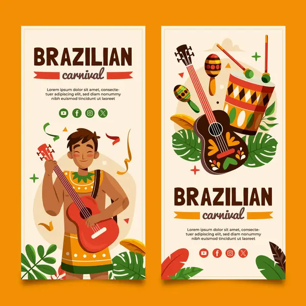 Плоские Бразильские Карнавальные Баннеры Лицензионные Стоковые Фото