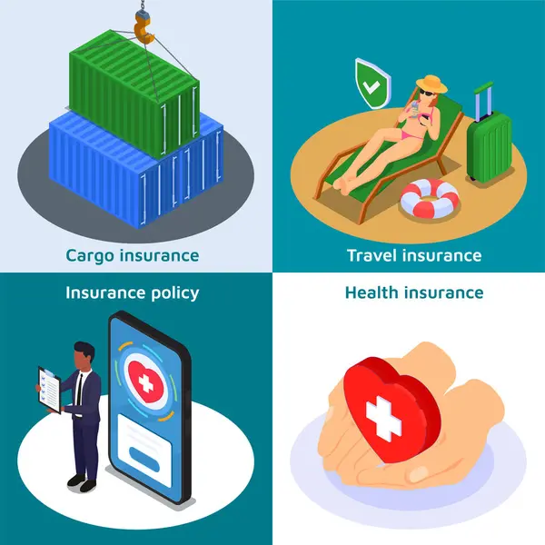 Isometric Insurance Illustration Collection Different Categ Royalty Free Stock Photos
