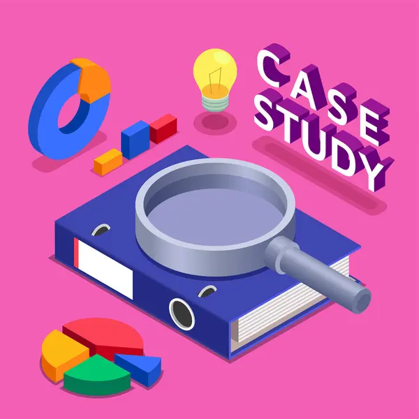 Case Study Composition Isometric View Stock Photo