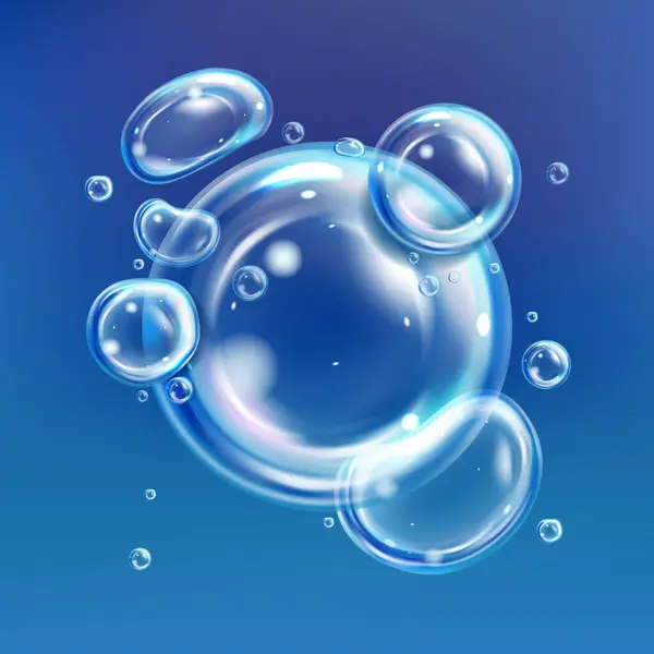Realistische Waterbellen Samenstelling — Stockfoto