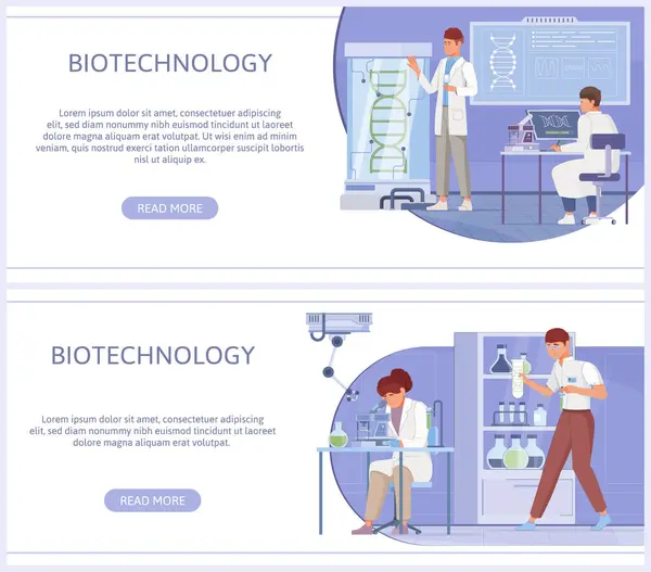 Biotechnologie Banner Flachem Design lizenzfreie Stockfotos