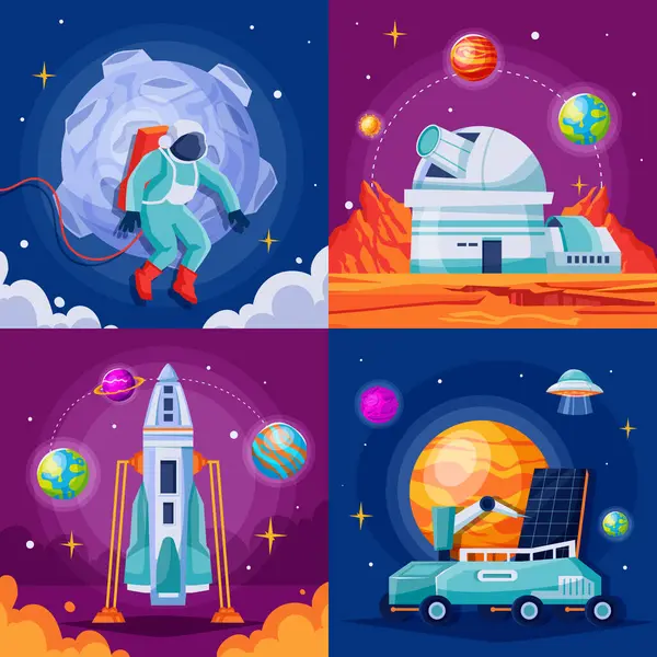 Space Illustrations Gradient Style — Stock Photo, Image