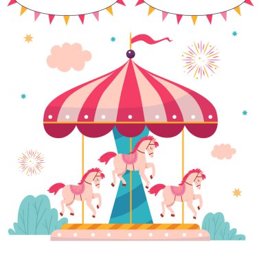 Atlıkarıncalı düz lunapark kompozisyonu
