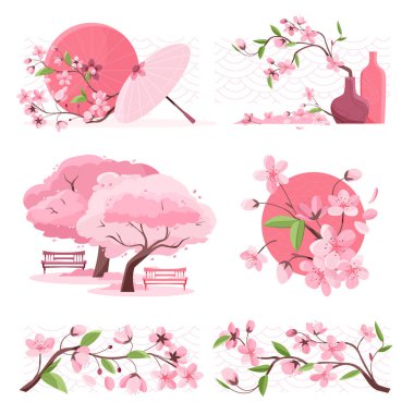 El çizimi sakura ağacı mini kompozisyonu