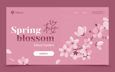 El çizimi sakura ağacı iniş sayfası