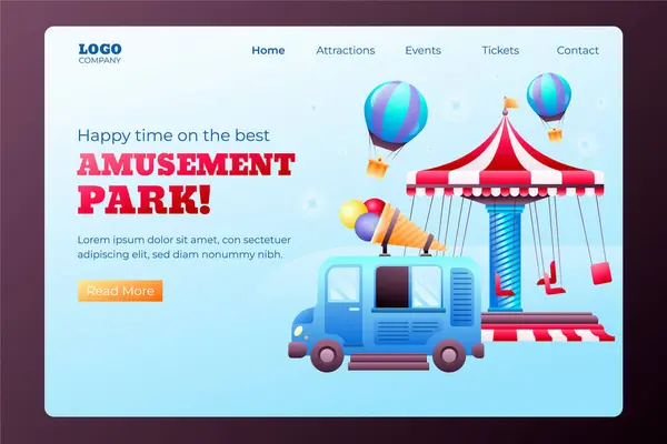 Amusement Park Flat Cartoon Landing Page Stockfoto