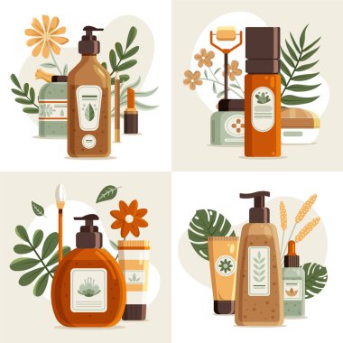 Natural cosmetics illustrations in flat design