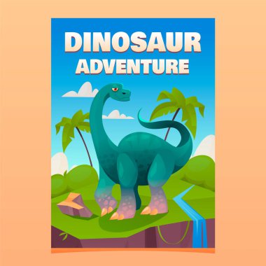Düz dizaynlı dinozor posteri