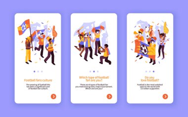 Isometric sport fan app design template set