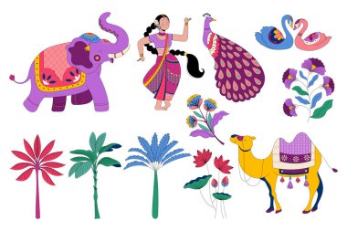 Geleneksel Babür bahçe el çizimi simgeleri