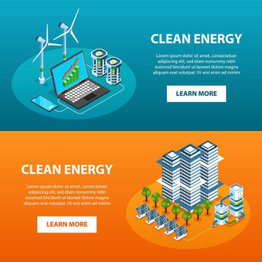 İzometrik görünümlü akıllı sanayi afişleri