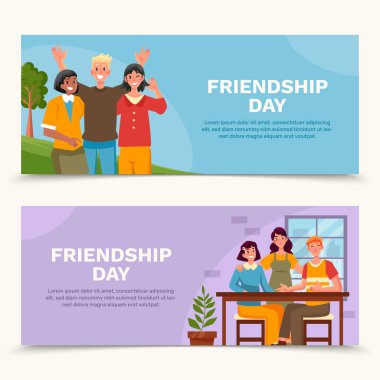 El çizimi düz arkadaşlık günü afişi