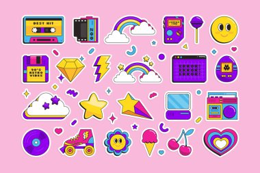 Y2K 90 'ların etiket şablonu koleksiyonu