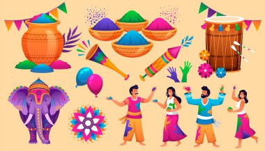 Gradyan holi ögeleri insanlarla koleksiyon ve renkli p