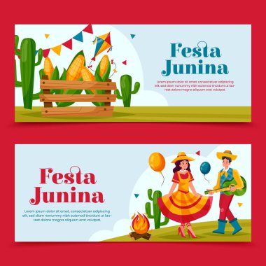 Festa Junina Düz Tasarım Sancakları