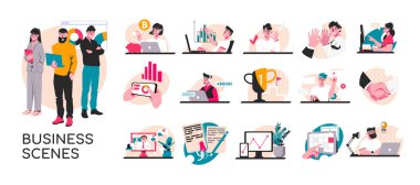 Düz çizilmiş iş sahnelerinden daha