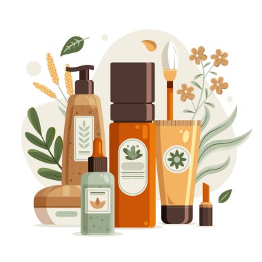 Düz tasarımda doğal kozmetik bileşimi