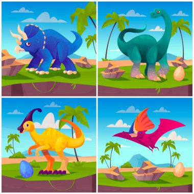 Düz dizaynlı dinozor illüstrasyonu