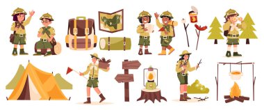 Düz tasarım Scout seti