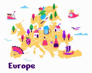 El çizilmiş düz harita bileşimi