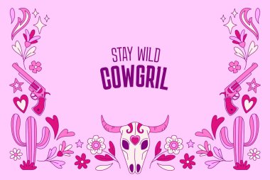 Düz dizaynlı kovboy kız arkaplanı