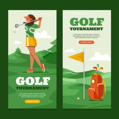 Düz stil golf pankartları