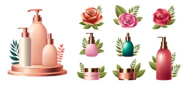 Doğal kozmetik gerçekçi elementler kümesi